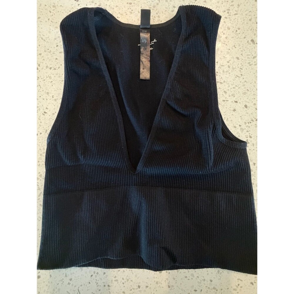 Urban Outfitters Out from Under Black Ribbed Deep V Crop Tank M